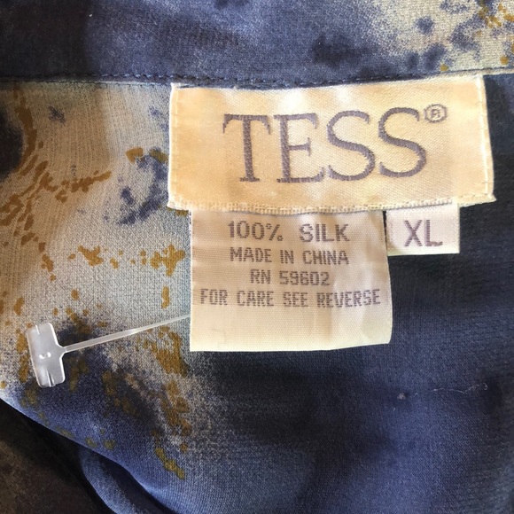 TESS size XL Cloudscape Button 100% Silk Button-front Ethereal Heavenly $109 NEW - Picture 7 of 12